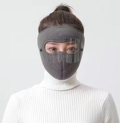 DynamicDeals Winter Ski Face Mask With Goggles For Cold Weather Cycling grey
