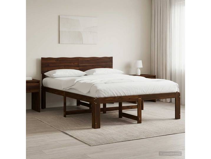 vidaXL Doppelbettgestell mit Kopfteil ROSTOCK Dunkelbraun 135 x 190 cm