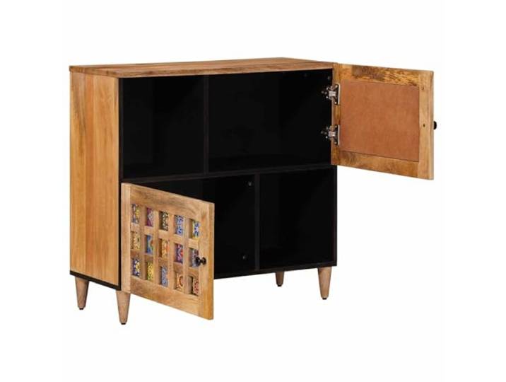 SKTQYQO Sideboard und 80 x 33 x 75 cm aus massivem Mangoholz Gestell aus massivem Mangoholz, 2 Scharniertüren, praktische Griffe, Rückseite aus MDF, nur für den Innenbereich geeignet