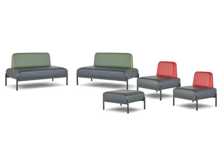 JVmoebel Sitzbank Moderne Lounge Sitzbank für Wartebereiche, strapazierfähiges Material (Sofa-Set 5tlg (2x 2-Sitzer + 2x Sessel + Hocker), Made in Europa