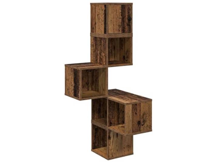 HAQWRDQSG Wand-Eckregal Altholz 48 x 48 x 120 cm Holzwerkstoff 7 Fächer Platzsparendes Eckmöbel mit 7 offenen Fächern für Schlafzimmer, Wohnzimmer und Büro. Stabile Aufbewahrung bis 25 kg.