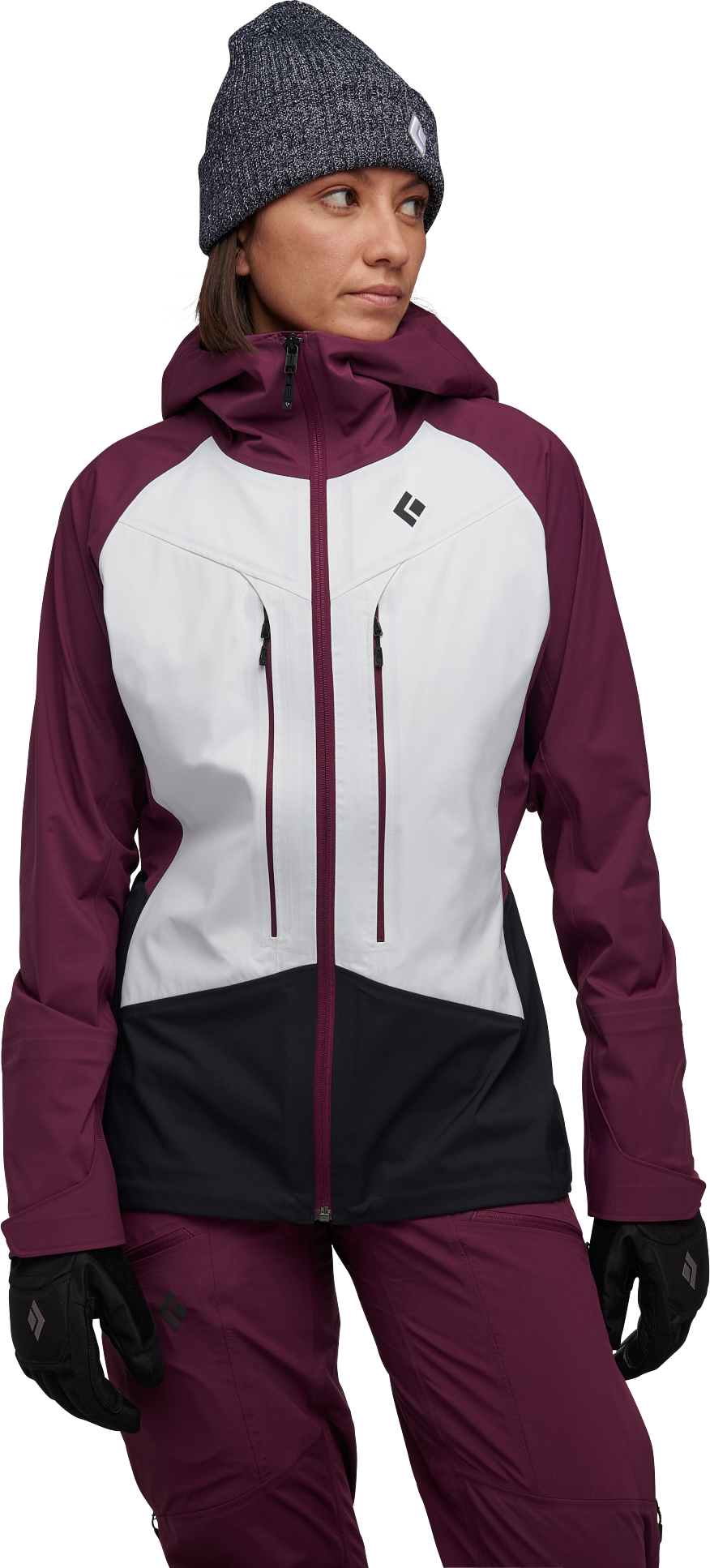 Black Diamond Women's Dawn Patrol Hybrid Shell Jacket White/Blackberry/Black White-Blackberry-Black S