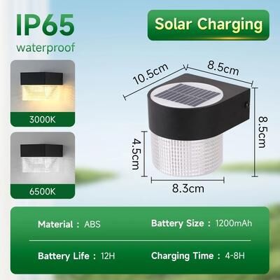 Inspire Curations SolarGlow Outdoor LED Solar Wall Light Waterproof Garden & Courtyard Lighting round Model 4w 8w 2pcs