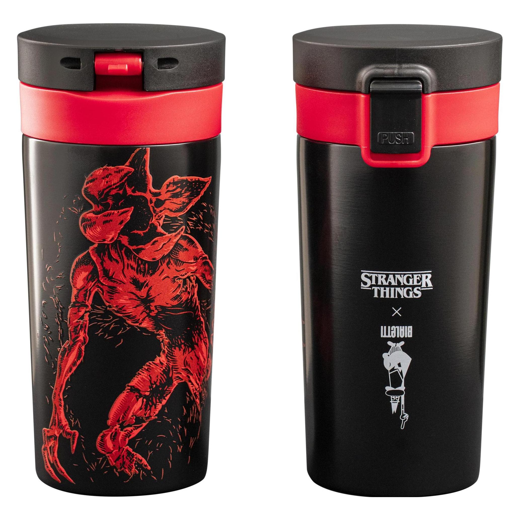Bialetti Thermobecher Stranger Things, 300 ml, Schwarz / Rot (0.30 l) (STRTH04A)