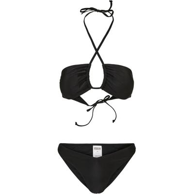 Bügel-Bikini URBAN CLASSICS "Urban Classics Damen Ladies Recycled Hot V Bikini", Damen, Gr. L, N-Gr, schwarz, 83% Polyester, 17% Elasthan, Bikini-Sets Bügel-Bikini