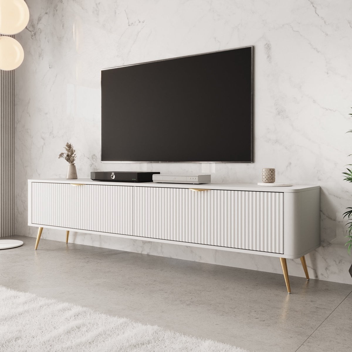 Meubella TV-meubel Lima - Wit - Breedte: 200 cm