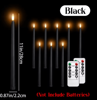 Inspire Picks 1272PCS Flameless LED Taper Candles With Remote Flickering Wedding Candles For Parties & Home Decor black 60pcs