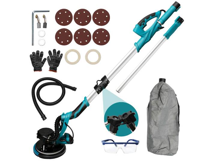 Ponceuse électrique pour cloisons sèches 1250W, machine à poncer les murs, outil de polissage de la mastication, sans poussière, auto-aspirante, avec récupération automatique des poussières, portable