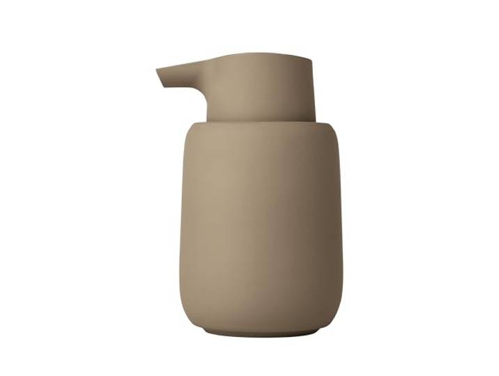 Blomus Sono Distributeur de Savon 250 ML en céramique Marron 8 x 14 cm (Ø x h) Distributeur de Savon Liquide avec Pompe