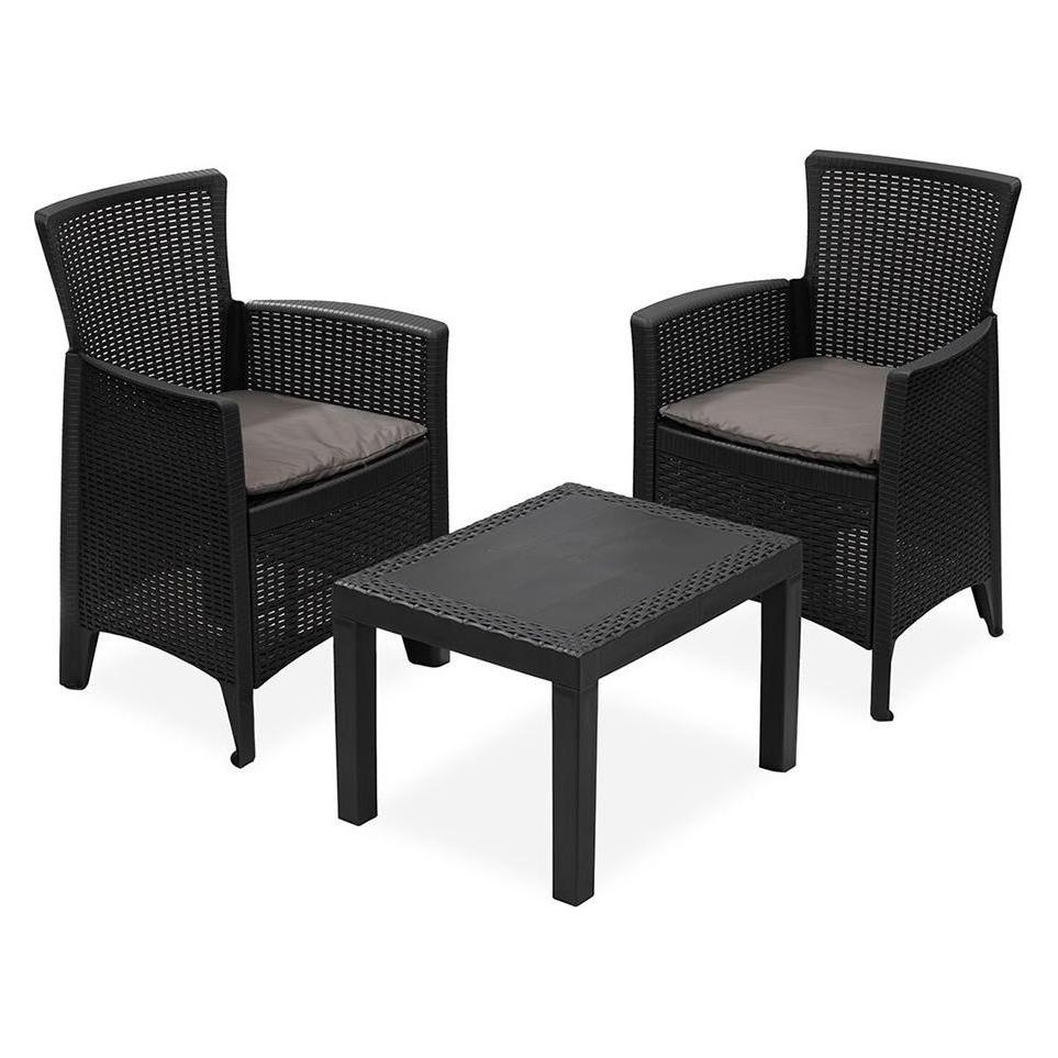 IPAE Progarden Forest 3-piece garden set anthracite + cushions (67180679)