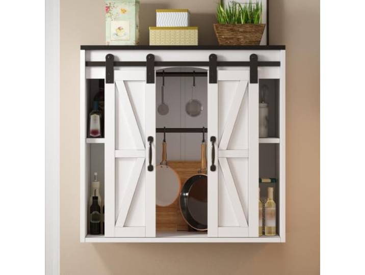 XINGNING Küchen-Wandschrank Mit Schiebetüren Verstellbare Einlegeböden Für Küche Bad Waschküche Und Wohnzimmer