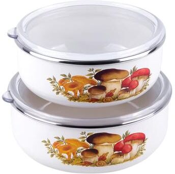 STP Goods Mushrooms Enamel Storage Container w/ Lid Set of 2