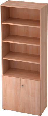 Regalschrank TOPAS LINE, 4 OH Regal/2 OH Türen, Nussbaum/Nussbaum