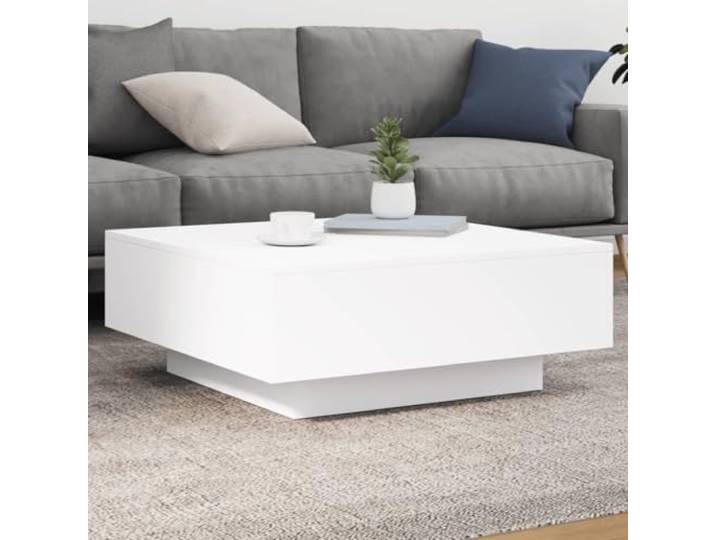 HEFZGDB Moderner Couchtisch Weiß 80x80x31 cm aus Holzwerkstoff mit Stabiler Tischplatte für Wohnzimmer, Beistelltisch oder Teetisch, langlebig und feuchtigkeitsbeständig,