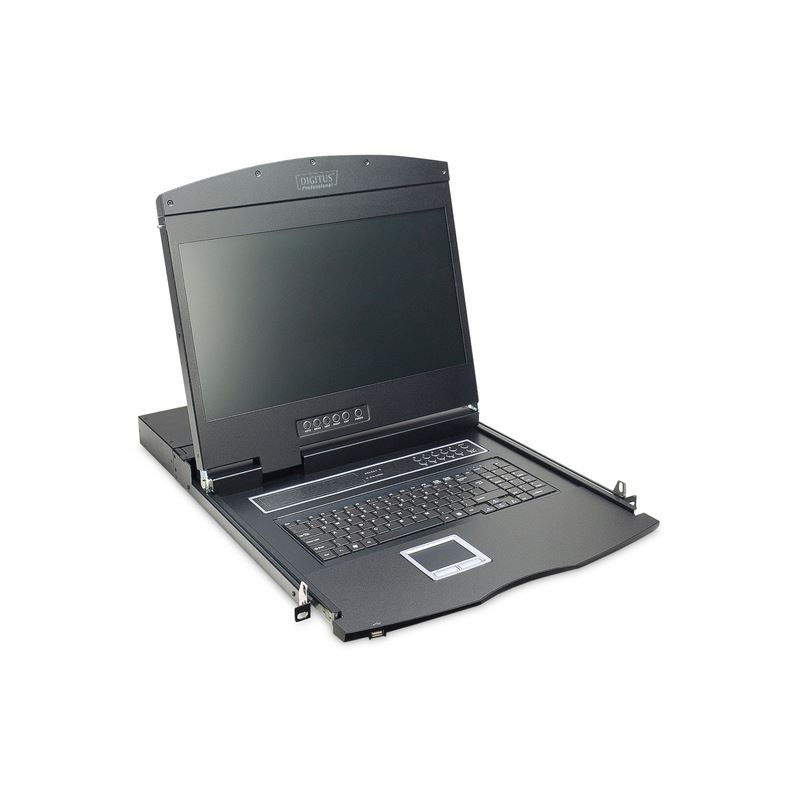 Digitus Modulare Konsole mit 19" TFT 8 Port Cat.5 KVM & Touchpad deutsche Tastatur RAL 9005 - schwarz