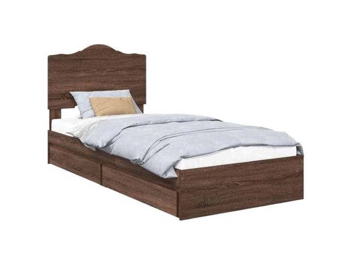 HMDNGOUT Stauraumbett Eichenoptik 75x190 cm Holzwerkstoff mit Schubladen modernes Design
