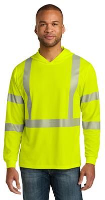 CornerStone CS208 Men's ANSI 107 Class 3 Long Sleeve Segmented Tape Hooded Top in Safety Yellow size 3XL   Polyester