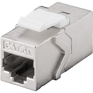 Goobay Keystone-Modul 90866, geschirmte Buchse, RJ45 Cat 6A, RJ45 Patchkabel, Metall, PoE+