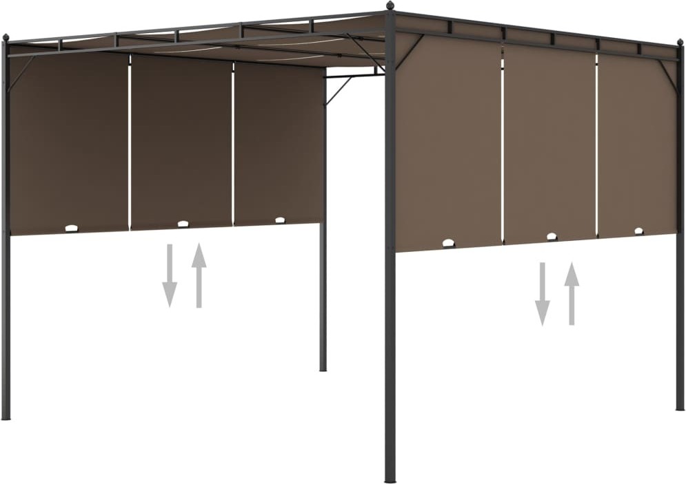 Gartenpavillon mit Seitenvorhang 3x3x2,25 m Taupe