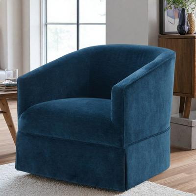 "32.25"" Polyester Skirted Swivel Accent Chair with 360-Degree Swivel Base and Pocket Springs and Narrow Slope Arms"