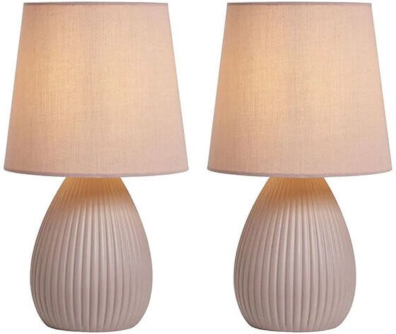 BHS Freya Teardrop Set Of 2 Ceramic Dusky Pink Table Lamps
