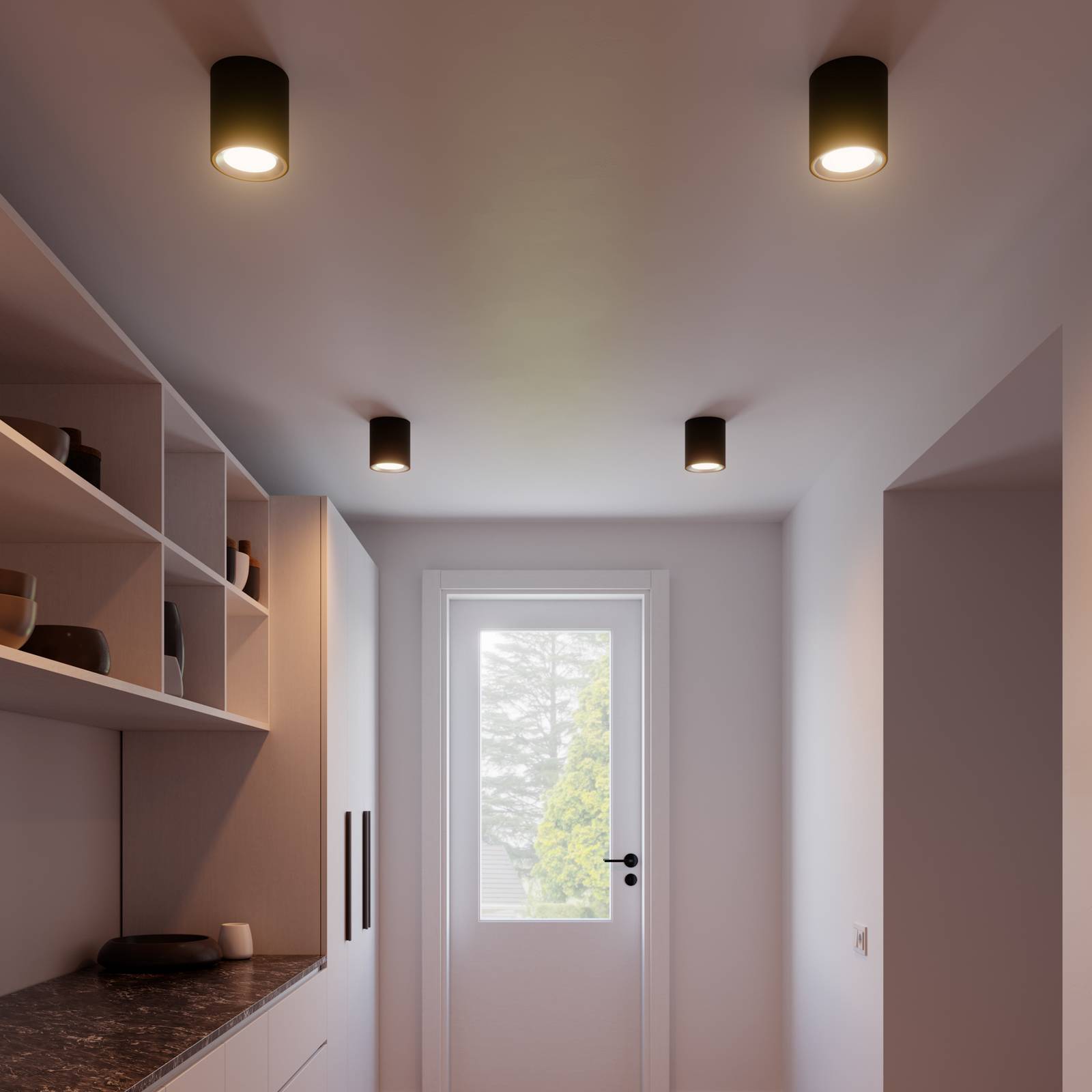 Nordlux Landon Smart LED downlight, black, height 14 cm Smart, dimmable, Black, Living / Dining Room, metal