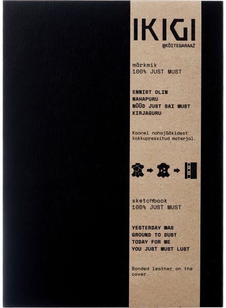 Ikigi Leather Notesbog, A5, Blank, Sort