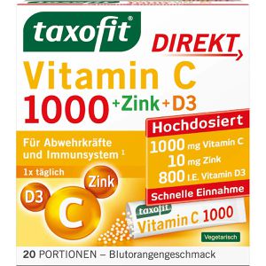 taxofit Vitamin-C 1000, 20 Portionen Granulat, Zink + Vitamin D3, hochdosiert, 1 Beutel täglich = 1000 mg