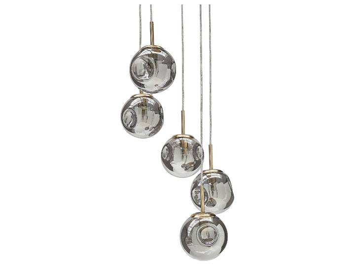 BELIANI Hängelampe mit transparentem Glasschirm Messing Eisen 5 Licht Modernes Design Wohnaccessoires Wohnzimmer
