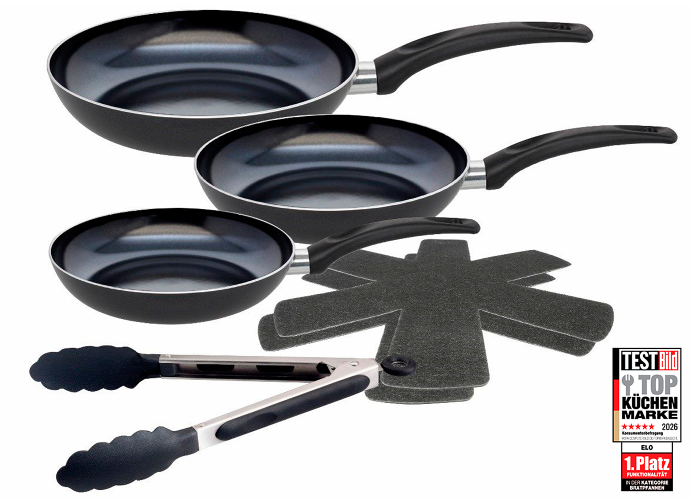 Pfannen-Set ELO - MEINE KÜCHE "Prima Cucina 6 teilig", schwarz, Pfannen, Pfannen-Set, Induktion schwarz Einheitsgröße