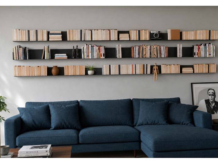 Bibliothèque murale grise 60 x 15 cm - lot de 18 - teebooks