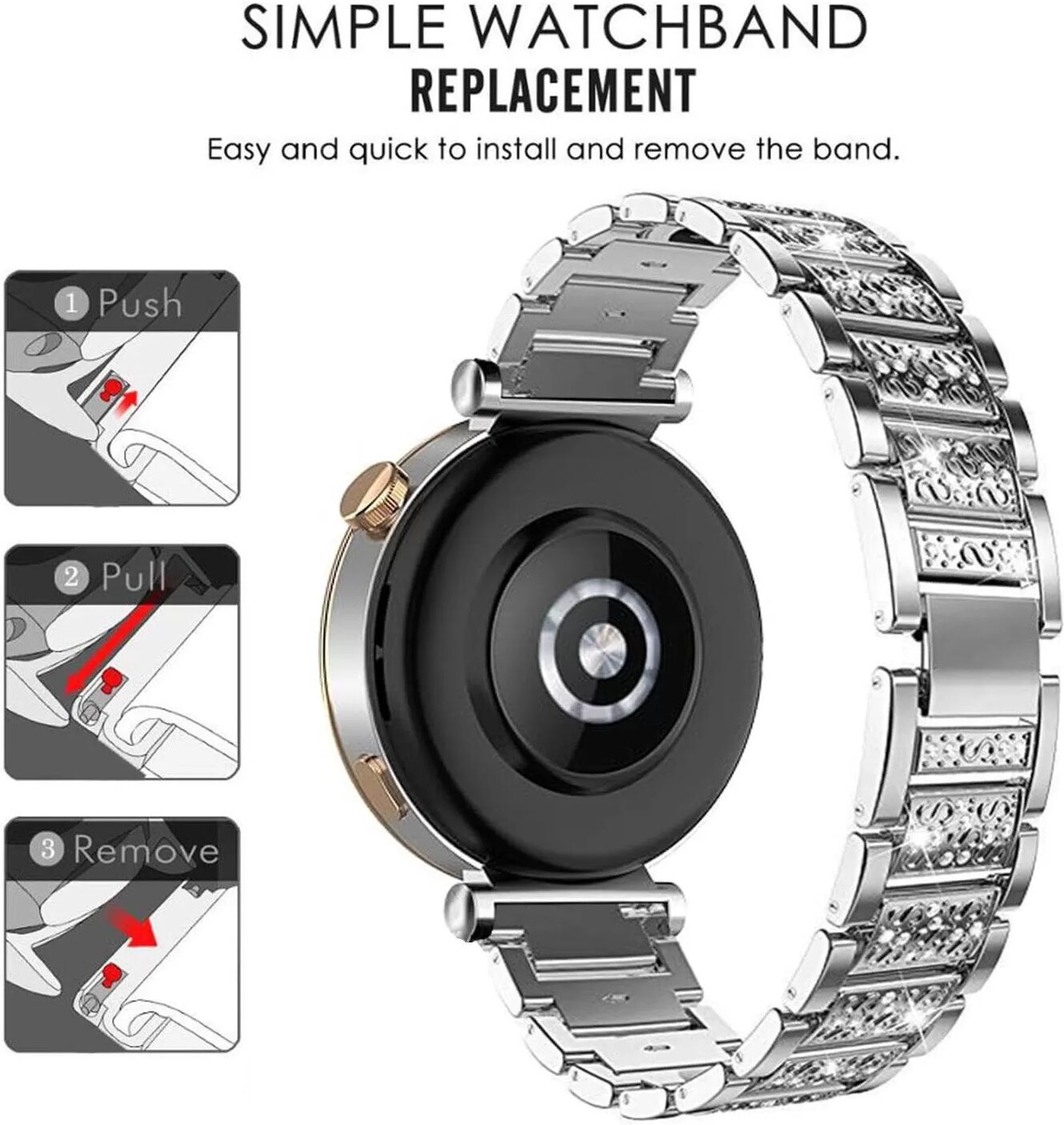 INF 22mm Edelstahl Uhrenarmband für Samsung Huawei Silber