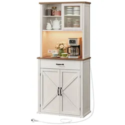 Helloshop26 - Buffet-Aufbewahrungseinheit mit Beleuchtung und Ladegerät Küchenschrank mit Türen und Schubladen Buffet-/Kaffeeschrank 12_0006414