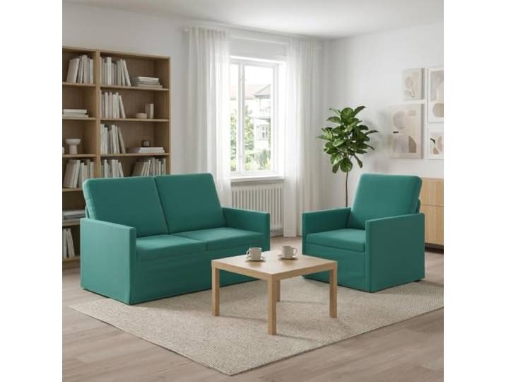 Sofa-Set 2 Stück Türkis Samt Weiche Samtpolsterung,stabiler Metallrahmen,Kissenrücken-Design,Schaum-und Faserfüllung,für drinnen