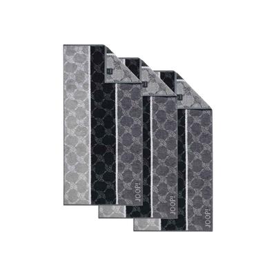 Handtuch JOOP "Handtuch Signature Cornflower Stripes 3er Pack", grau (schwarz), B:50cm, Obermaterial: 100% Baumwolle CO., Handtücher