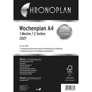 Chronoplan Kalendereinlagen 50707, Jahr 2027, 1 Woche auf 2 Seiten, Spalten, A4