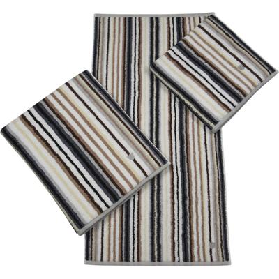 Handtuch ROSS "Multicolor", grau (anthrazit), B:50cm L:100cm, Frottier, Baumwolle, Handtücher, mit Streifen und gesticktem ROSS-Emblem