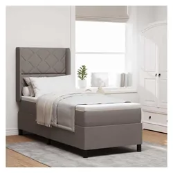 vidaXL, Boxspringbett, Boxspringbett Mit Matratze Stoff Taupe (90 x 190 cm)