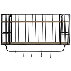 Chic Antique Altes Regal Garderobe mit Haken, 72 x 20 x 45 cm, antik schwarz