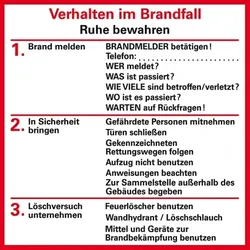 Dreifke® Verhaltensregeln Verhalten im Brandfall, Folie, selbstklebend, 80x80mm