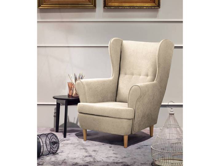 Ohrensessel Ranu I Beige Microfaser Enza 86 x 91 x 83cm