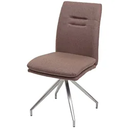 Décoshop26 - Esszimmer-/Küchenstuhl aus braunem Stoff und Edelstahl stilvoll und bequem 04_0002270