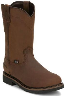 "Justin Original Workboots Drywall 10"" WP Round Toe - Mens 7 Brown Boot E2"