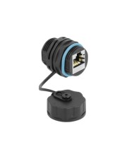 Delock Kabelverbinder RJ45 Buchse zu Cat.6A mit Verschlusskappe Kunststoff Schwarz (86695)