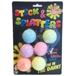 Johntoy Sticky Stretch Globbles Balls Glow in the Dark, 6 Stück