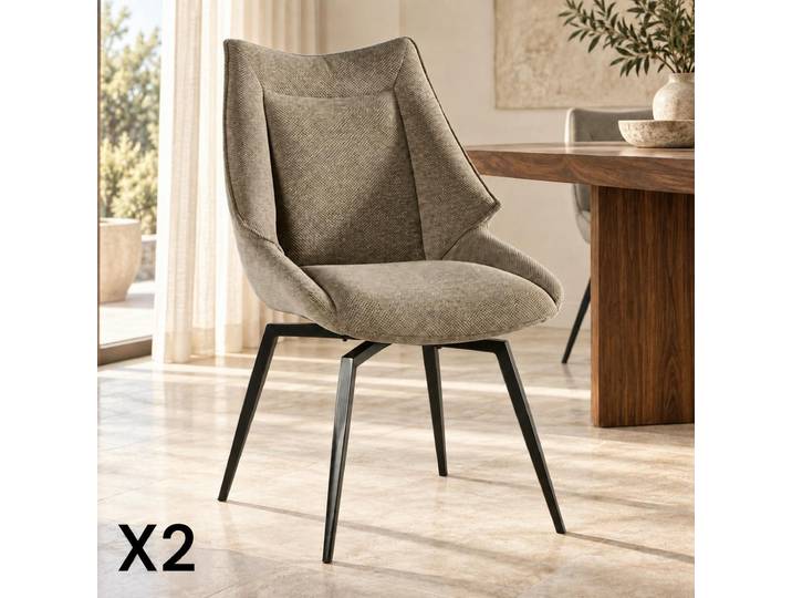 Chaise design en tissu (lot de 2) IENA - Gris