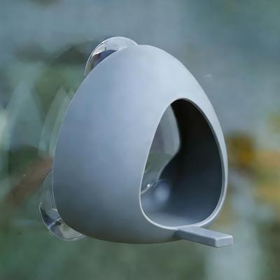 Market Central Clear Window Bird Feeder With Strong Suction Cups & Easy Fill Drain Tray gray