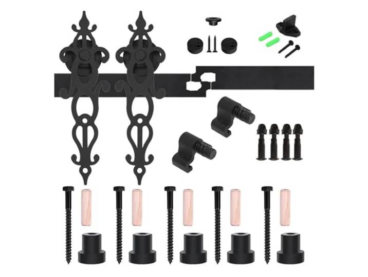 Schiebe-Scheunentor-Hardware-Set, Schiene, Schrank-Rollenschiene, Industriesystem For Einzelne Holztüren, Scheunentor-Schiene(5FT-152CM)