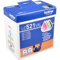4 Brother Tinten LC-521VAL Multipack KCMY