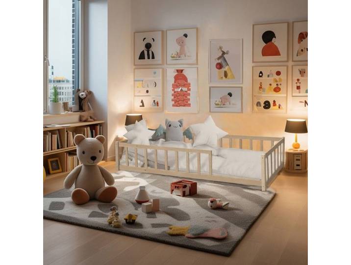 Lit 80x160 NINO+ 1 sommier + barrière / Bois clair